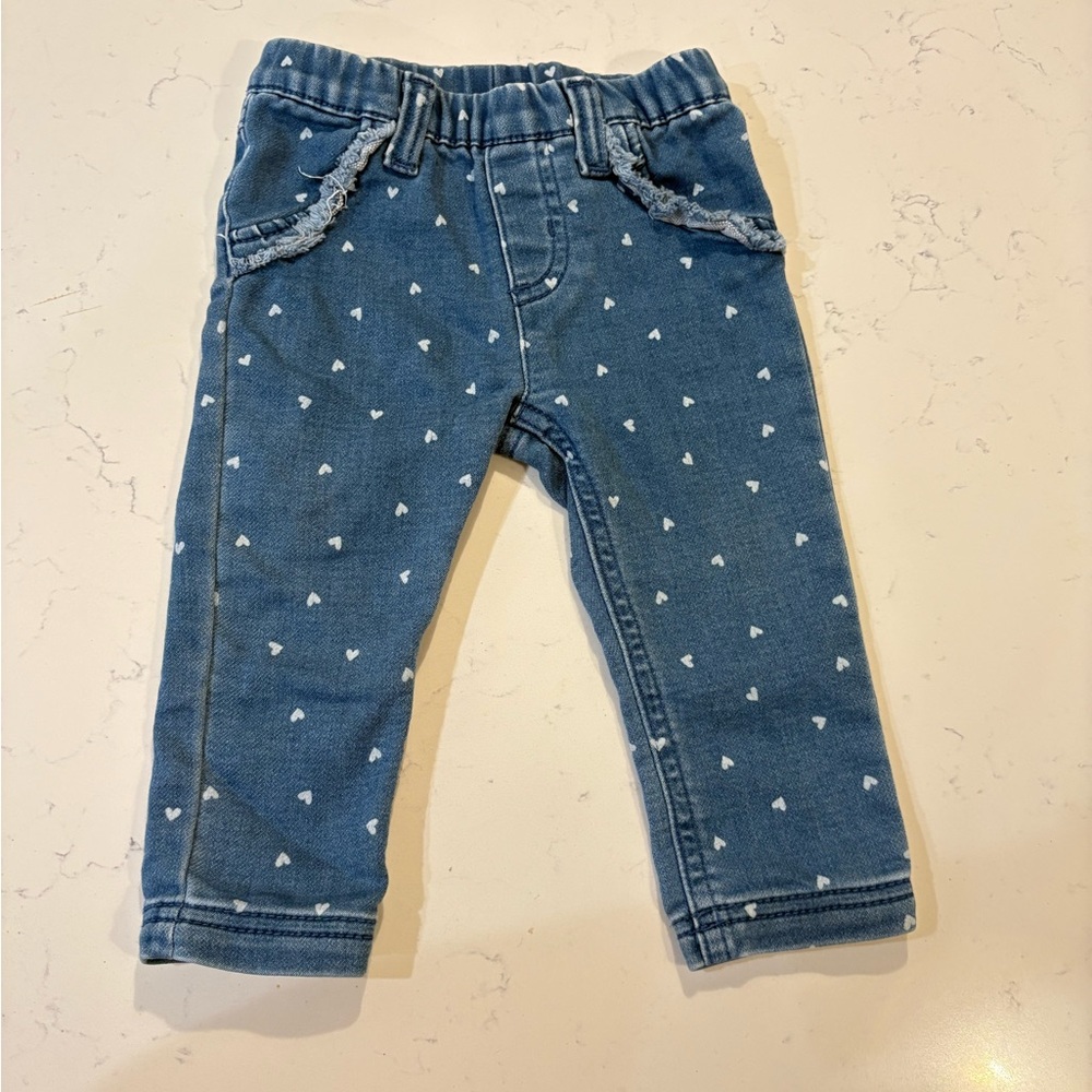 Cat & Jack Baby Girl Heart Print Denim Jeggings - 12M